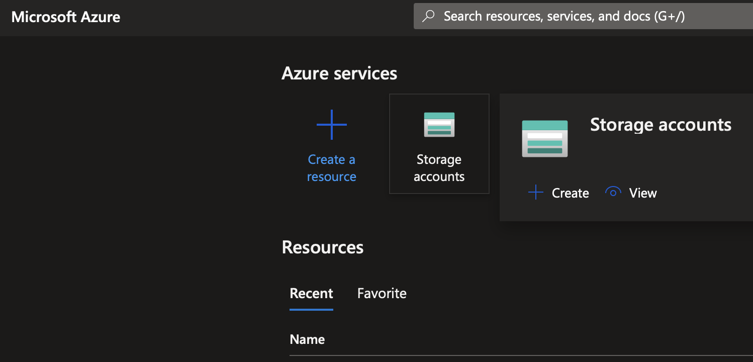 Azure Storage Account in Azure Portal