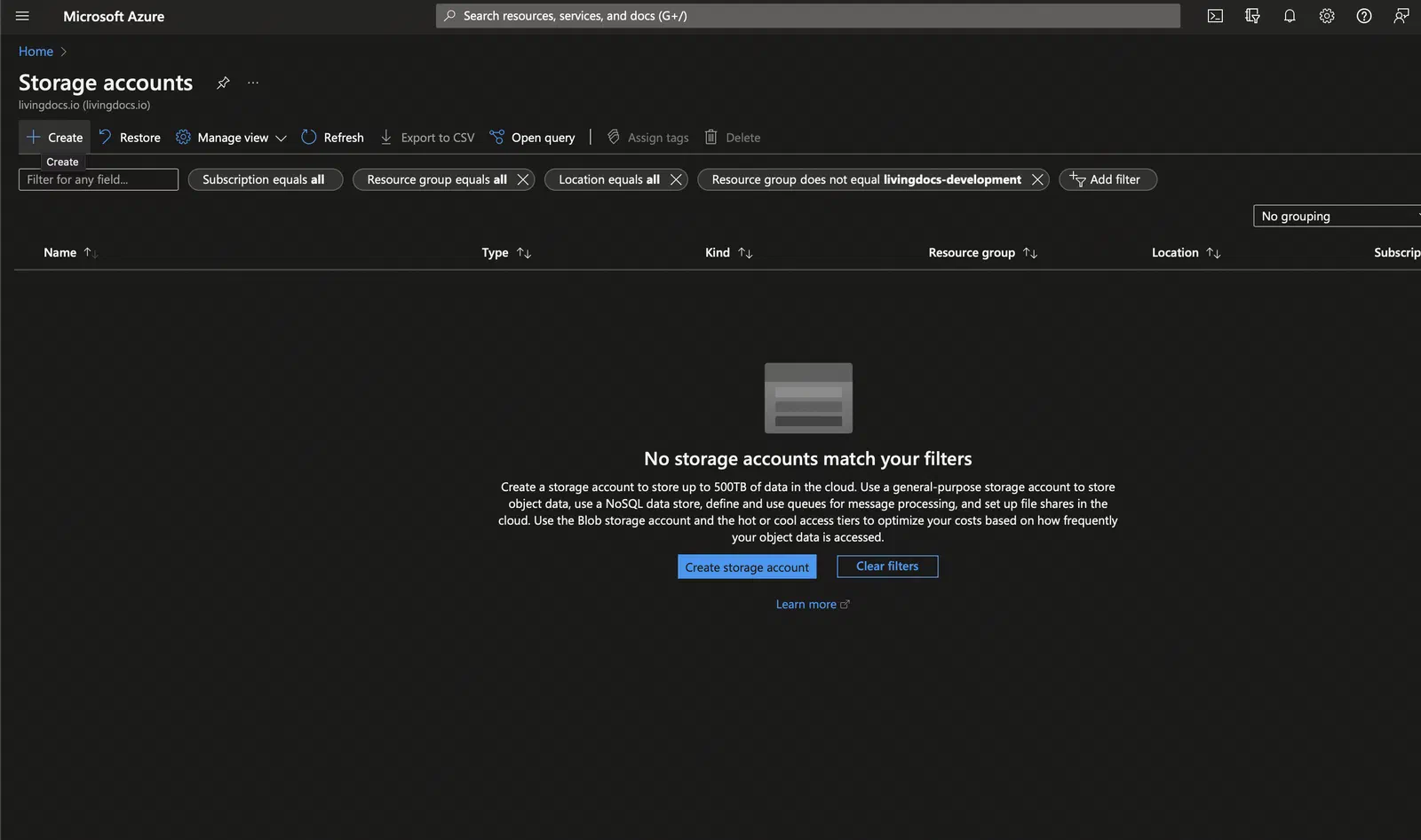 Create an Storage Account in Azure Portal