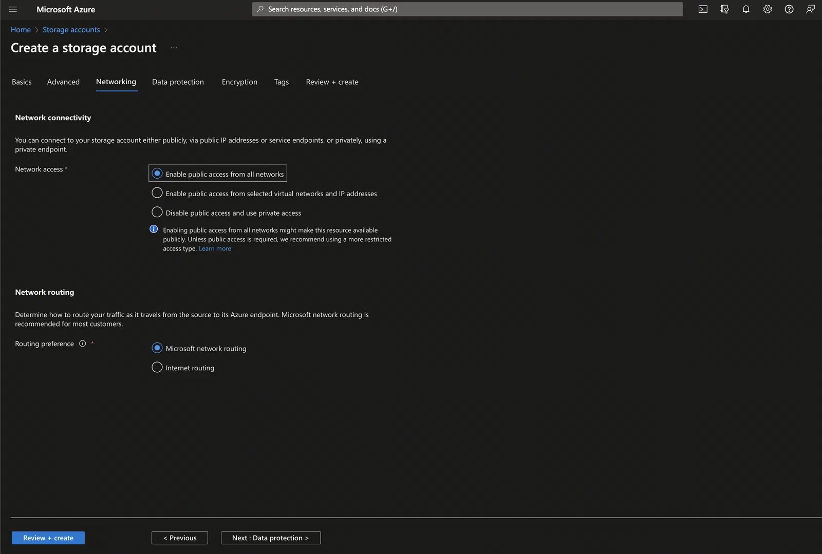 Create an Storage Account in Azure Portal