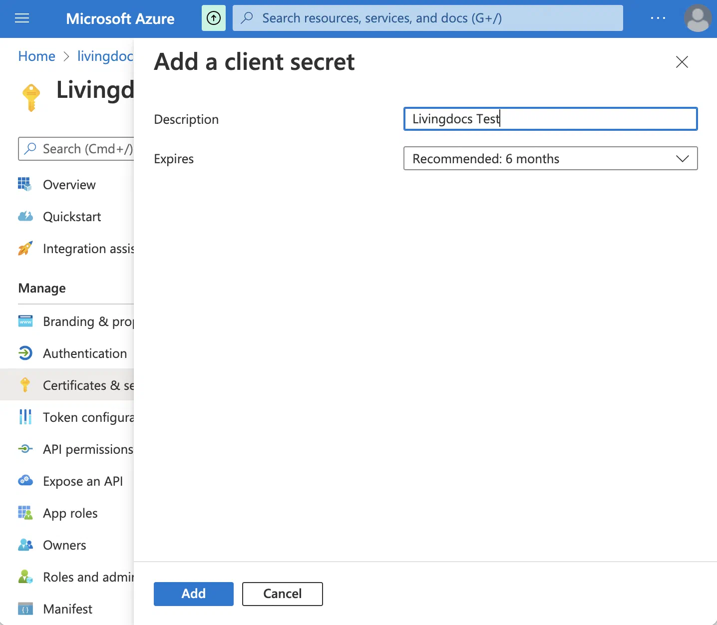 Generate client secret