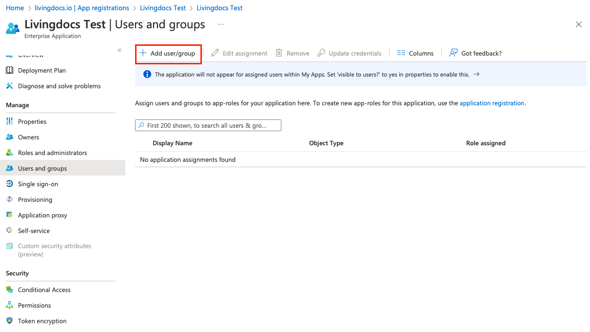Add users and groups in enterprise application