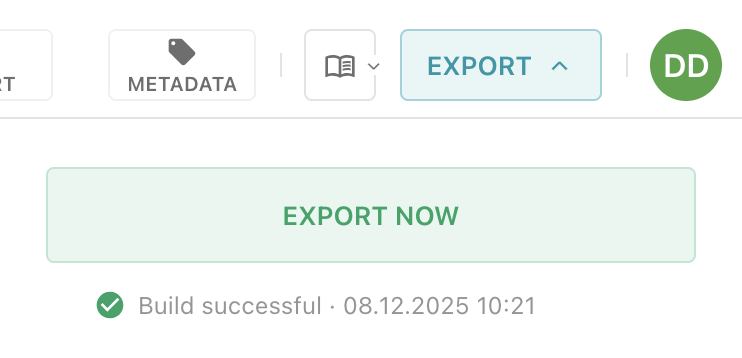 Screenshot showing the export button
