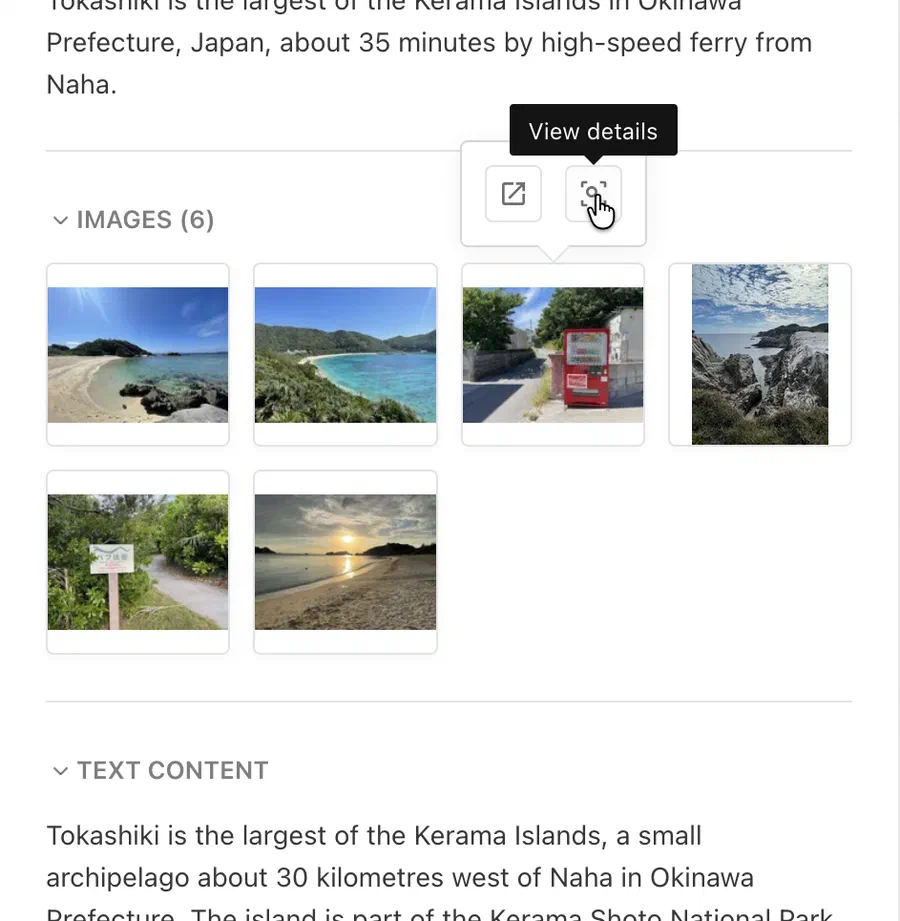 Images section of a news agency report with six image thumbnails