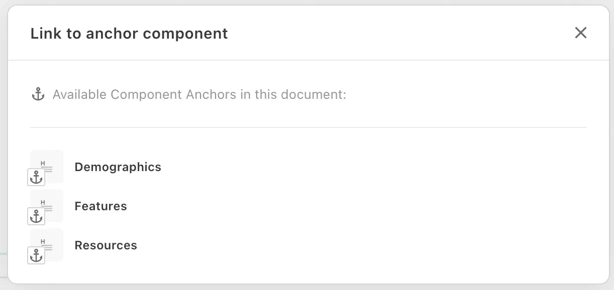 Anchor Link Dialog