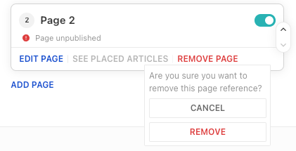 Issue management remove page