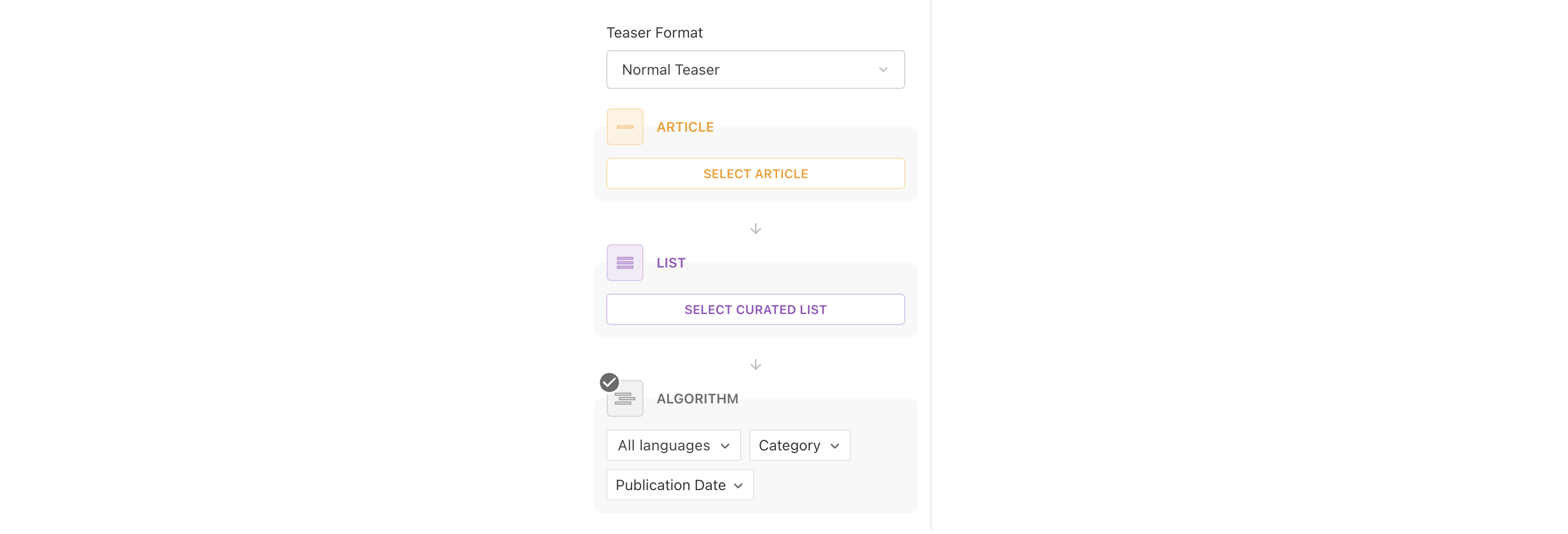 li-teaser plugin in default state in properties panel schema form.