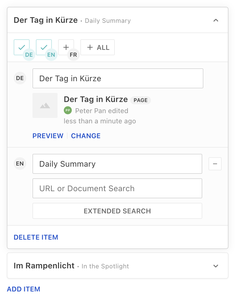Screenshot of the li-tree plugin displaying a multilang item.