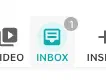 The Inbox button in the editor toolbar with a badge showing one waiting asset