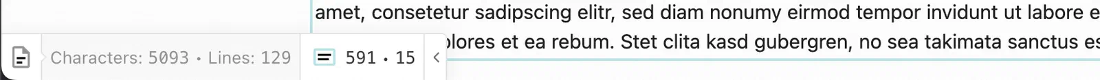 Character Count in a document