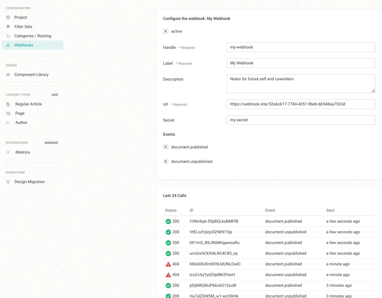 Webhooks Configuration