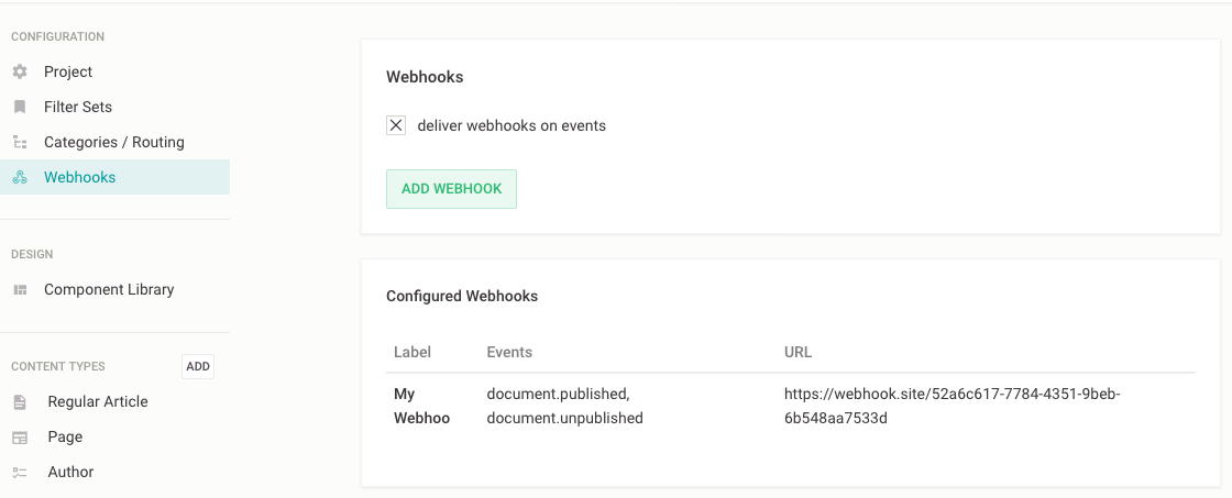 Webhooks Configuration