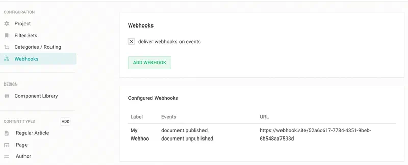 Webhooks Configuration